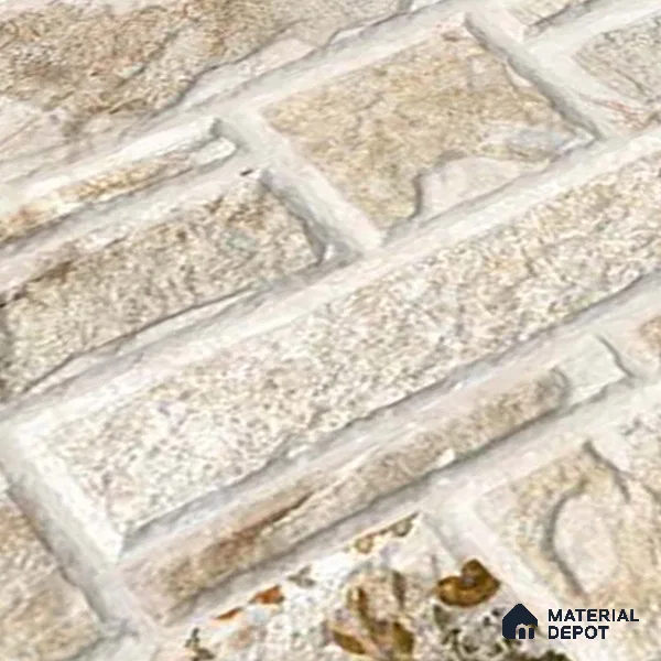 Stacked Stone Wall Tile TL 06592 Sella Crema 2 ft x 1 ft Ceramic Matte Finish - 9 mm | Suitable for Courtyard, Foyer, Balcony, Elevation (Sample)