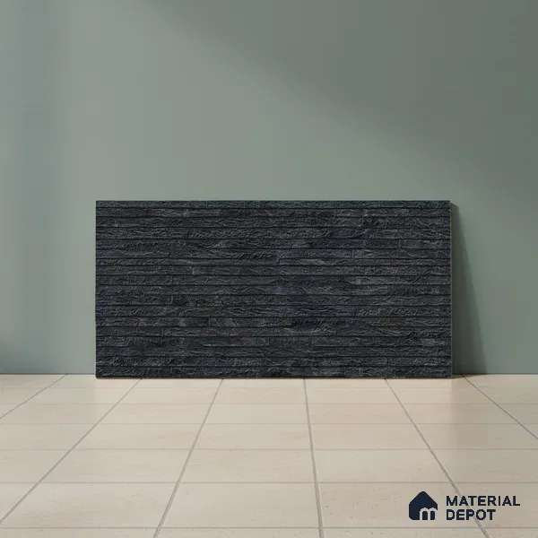 Stone Wall Tile TL 06585 C Lims Negro 2 ft x 1 ft Ceramic Matte Finish - 9 mm | Suitable for Courtyard, Foyer, Balcony, Elevation (Sample)