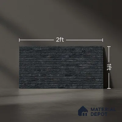 Stone Wall Tile TL 06585 C Lims Negro 2 ft x 1 ft Ceramic Matte Finish - 9 mm | Suitable for Courtyard, Foyer, Balcony, Elevation (Sample)