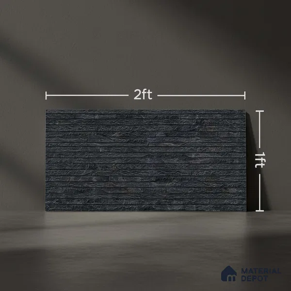 Stone Wall Tile TL 06585 C Lims Negro 2 ft x 1 ft Ceramic Matte Finish - 9 mm | Suitable for Courtyard, Foyer, Balcony, Elevation (Sample)