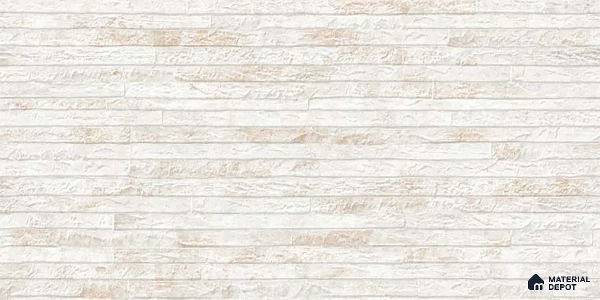 Stone Wall Tile TL 06585 Lims Crema 2 ft x 1 ft Ceramic Matte Finish - 9 mm | Suitable for Courtyard, Foyer, Balcony, Elevation