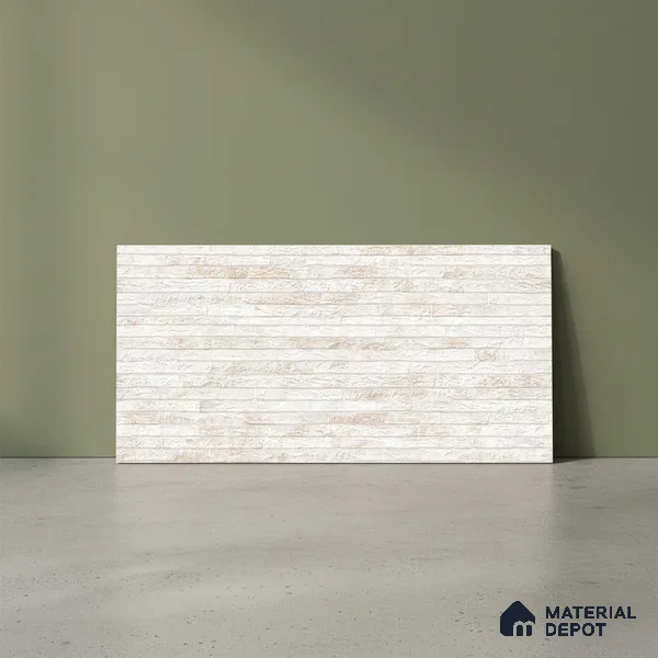 Stone Wall Tile TL 06585 Lims Crema 2 ft x 1 ft Ceramic Matte Finish - 9 mm | Suitable for Courtyard, Foyer, Balcony, Elevation