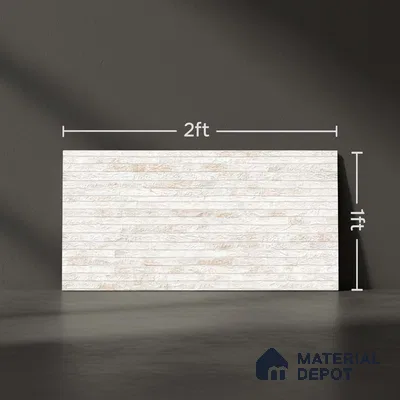 Stone Wall Tile TL 06585 Lims Crema 2 ft x 1 ft Ceramic Matte Finish - 9 mm | Suitable for Courtyard, Foyer, Balcony, Elevation
