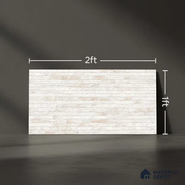 Stone Wall Tile TL 06585 Lims Crema 2 ft x 1 ft Ceramic Matte Finish - 9 mm | Suitable for Courtyard, Foyer, Balcony, Elevation
