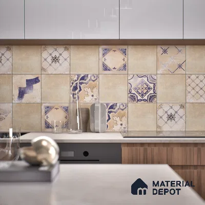 Subway Wall Tile TL 06434 C Coastal Paris Crema 8 x 8 inch Ceramic Matte Finish - 10 mm | 9 Random Design | Suitable for Accent / Feature Walls, Bathroom, Kitchen Wall & Backsplashes (Sample)