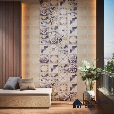 Subway Wall Tile TL 06434 C Coastal Paris Crema 8 x 8 inch Ceramic Matte Finish - 10 mm | 9 Random Design | Suitable for Accent / Feature Walls, Bathroom, Kitchen Wall & Backsplashes (Sample)