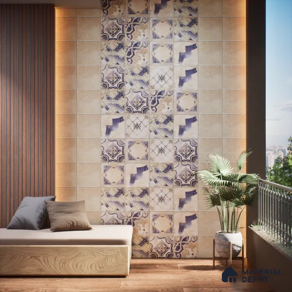 Subway Wall Tile TL 06434 C Coastal Paris Crema 8 x 8 inch Ceramic Matte Finish - 10 mm | 9 Random Design | Suitable for Accent / Feature Walls, Bathroom, Kitchen Wall & Backsplashes (Sample)