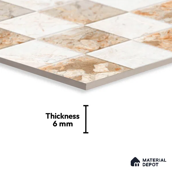 TL 01922 B Vanilla Beige Highlighter 18 x 12 inch Glossy Finish Ceramic Wall Tile - 6 mm
