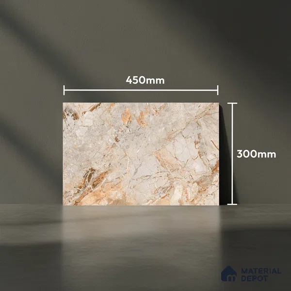 TL 01922 C Stone Beige Dark 18 x 12 inch Glossy Finish Ceramic Wall Tile - 6 mm