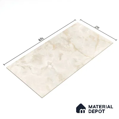 Marble Floor & Wall Tile TL 00690 Creamy Marble Glossy Finish 4 ft x 2 ft Vitrified Tile - 9 mm | Suitable For living Room, Bedroom, Bathroom | Random Designs