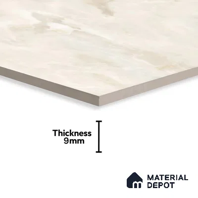 Marble Floor & Wall Tile TL 00690 Creamy Marble Glossy Finish 4 ft x 2 ft Vitrified Tile - 9 mm | Suitable For living Room, Bedroom, Bathroom | Random Designs