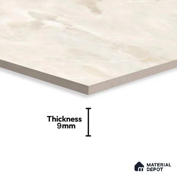 Marble Floor & Wall Tile TL 00690 Creamy Marble Glossy Finish 4 ft x 2 ft Vitrified Tile - 9 mm | Suitable For living Room, Bedroom, Bathroom | Random Designs