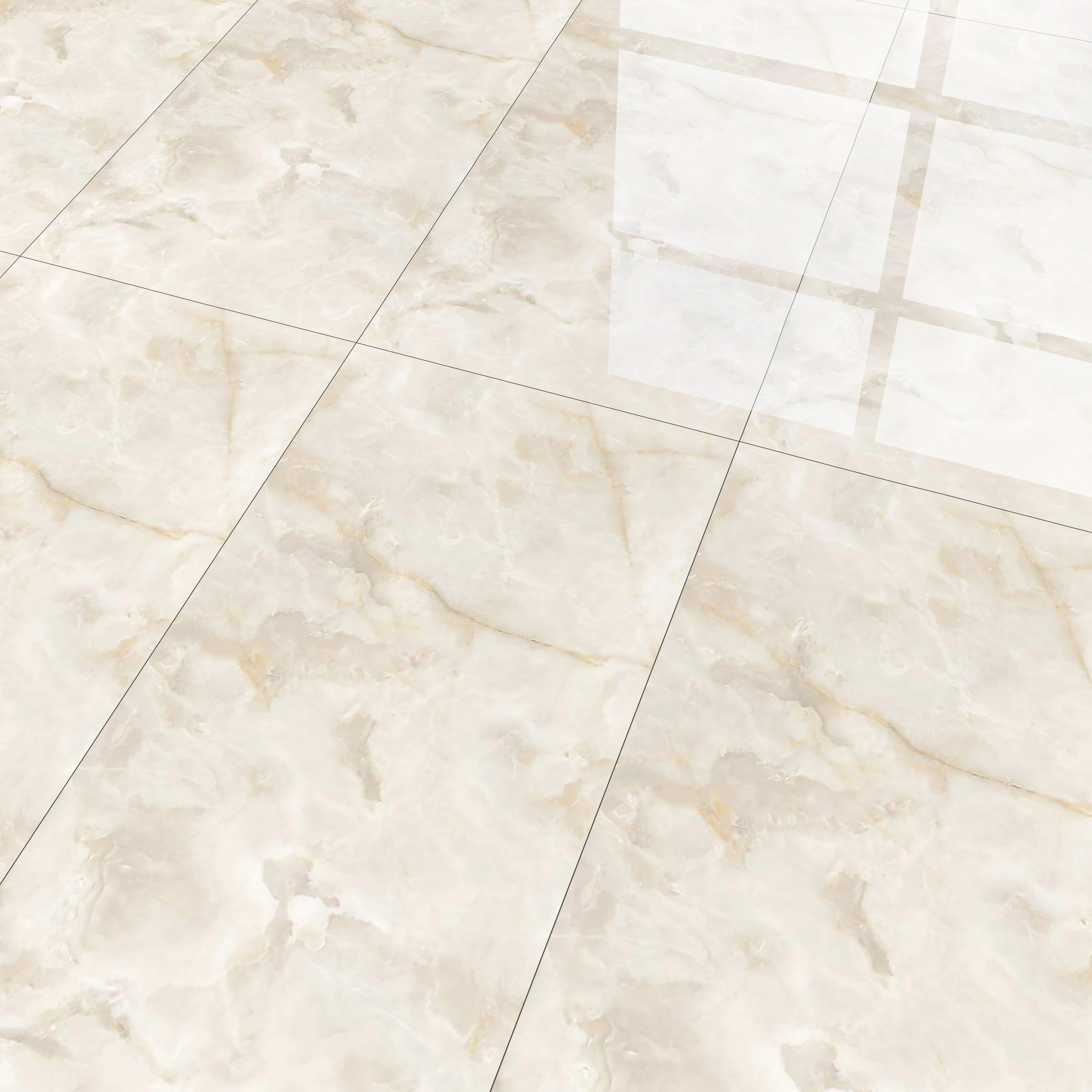 Marble Floor & Wall Tile TL 00690 Creamy Marble Glossy Finish 4 ft x 2 ft Vitrified Tile - 9 mm | Suitable For living Room, Bedroom, Bathroom | Random Designs