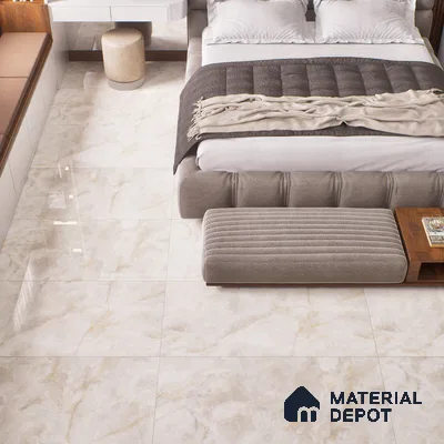 Marble Floor & Wall Tile TL 00690 Creamy Marble Glossy Finish 4 ft x 2 ft Vitrified Tile - 9 mm | Suitable For living Room, Bedroom, Bathroom | Random Designs