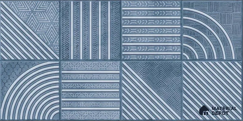 Highlighter Wall Tiles TL 01534 B Tripoli Blue HL 2 ft x 1 ft Ceramic Tile - 8 mm | Suitable For Kitchen, Bathroom & Balcony Walls (Sample)