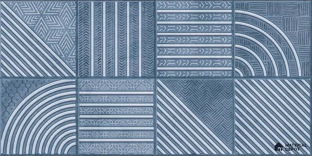 Highlighter Wall Tiles TL 01534 B Tripoli Blue HL 2 ft x 1 ft Ceramic Tile - 8 mm | Suitable For Kitchen, Bathroom & Balcony Walls (Sample)