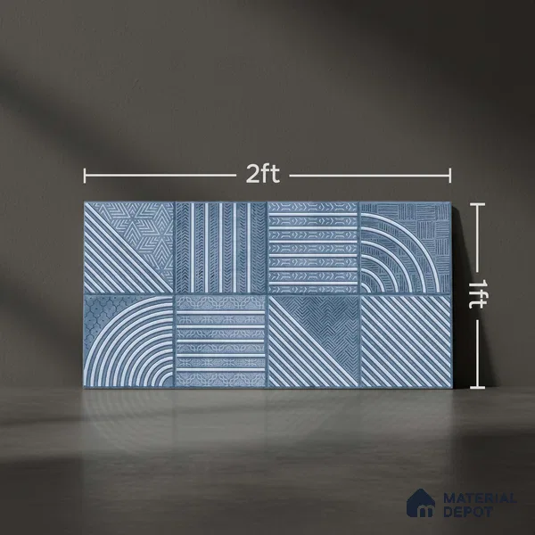 Highlighter Wall Tiles TL 01534 B Tripoli Blue HL 2 ft x 1 ft Ceramic Tile - 8 mm | Suitable For Kitchen, Bathroom & Balcony Walls (Sample)