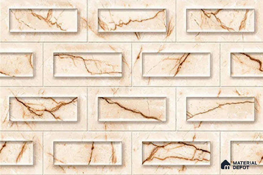 TL 01921 B Cream Highlighter 18 x 12 inch Glossy Finish Ceramic Wall Tile - 6 mm