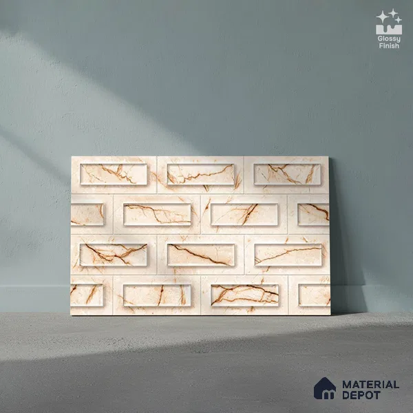 TL 01921 B Cream Highlighter 18 x 12 inch Glossy Finish Ceramic Wall Tile - 6 mm