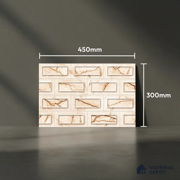 TL 01921 B Cream Highlighter 18 x 12 inch Glossy Finish Ceramic Wall Tile - 6 mm