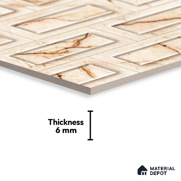 TL 01921 B Cream Highlighter 18 x 12 inch Glossy Finish Ceramic Wall Tile - 6 mm