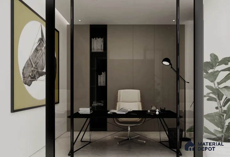 Grey Solid Colors Look Crystal 1164 8 ft x 4 ft High Gloss Finish Decorative Laminate - 1.25 mm | Suitable for Living Room, Kitchen, Office