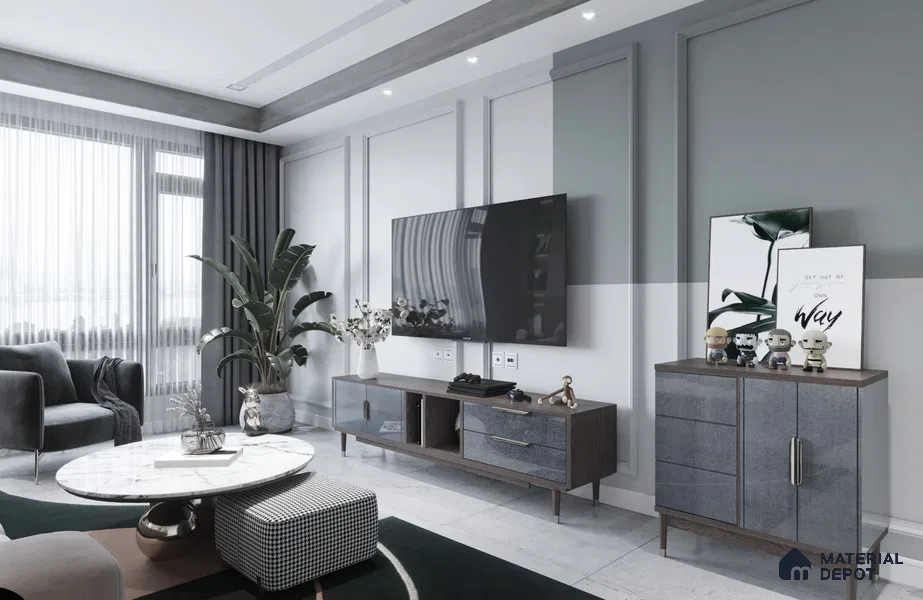 Grey Metallic Look Crystal 1258 8 ft x 4 ft High Gloss Finish Decorative Laminate - 1.25 mm | Suitable for TV Unit, Wardrobe, Kitchen Cabinets