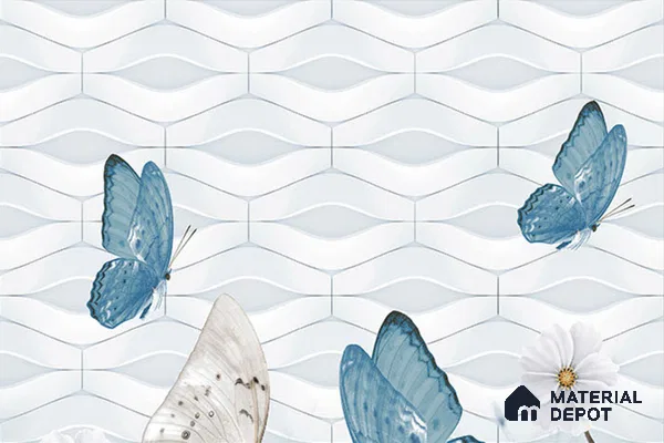 TL 01892 B Silvery White Highlighter 1 18 x 12 inch Glossy Finish Ceramic Wall Tile - 6 mm
