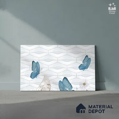 TL 01892 B Silvery White Highlighter 1 18 x 12 inch Glossy Finish Ceramic Wall Tile - 6 mm
