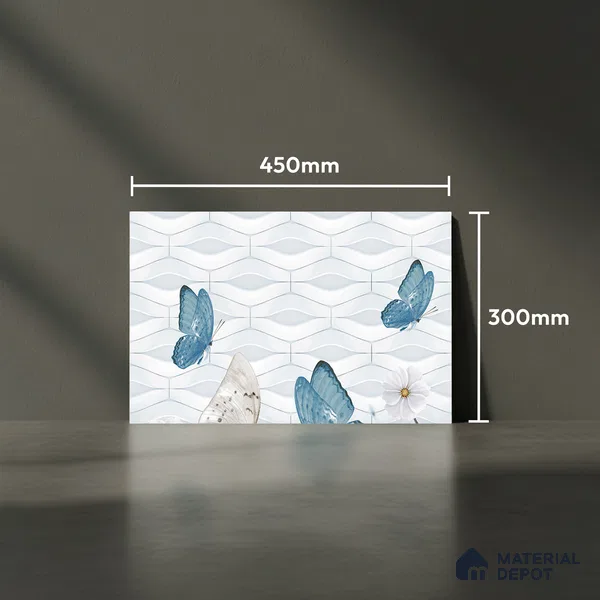 TL 01892 B Silvery White Highlighter 1 18 x 12 inch Glossy Finish Ceramic Wall Tile - 6 mm