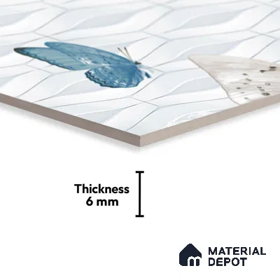 TL 01892 B Silvery White Highlighter 1 18 x 12 inch Glossy Finish Ceramic Wall Tile - 6 mm