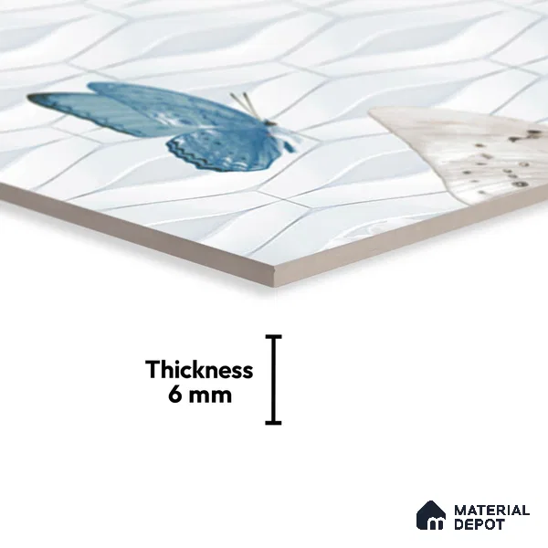 TL 01892 B Silvery White Highlighter 1 18 x 12 inch Glossy Finish Ceramic Wall Tile - 6 mm