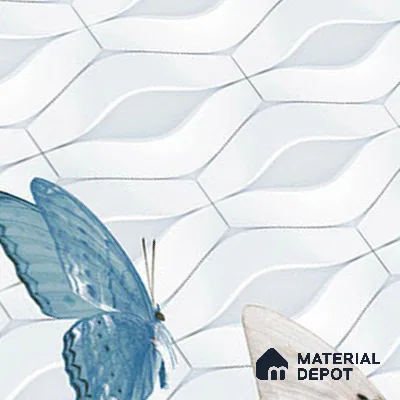 TL 01892 B Silvery White Highlighter 1 18 x 12 inch Glossy Finish Ceramic Wall Tile - 6 mm