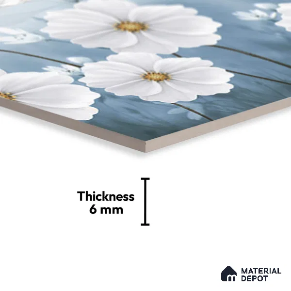 TL 01892 C Bluish White Highlighter 2 18 x 12 inch Glossy Finish Ceramic Wall Tile - 6 mm
