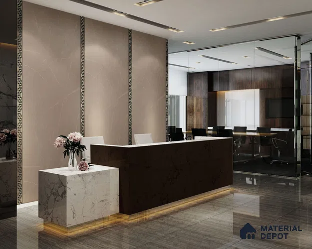 Beige Marble Look Matty Crystal Z+ 1248 8 ft x 4 ft Matte Finish Decorative Laminate - 1.25 mm | Suitable for TV Unit, Wardrobe, Kitchen Cabinets