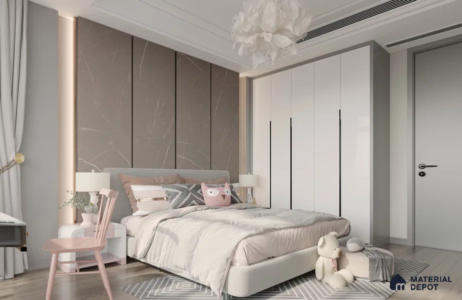 Grey Marble Look Matty Crystal Z+ 1277 8 ft x 4 ft Matte Finish Decorative Laminate - 1.25 mm | Suitable for TV Unit, Wardrobe, Kitchen Cabinets