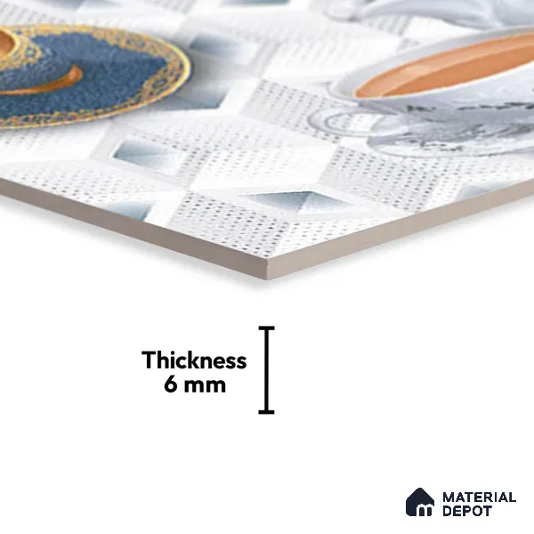 TL 01916 B White Highlighter 1 18 x 12 inch Glossy Finish Ceramic Wall Tile - 6 mm