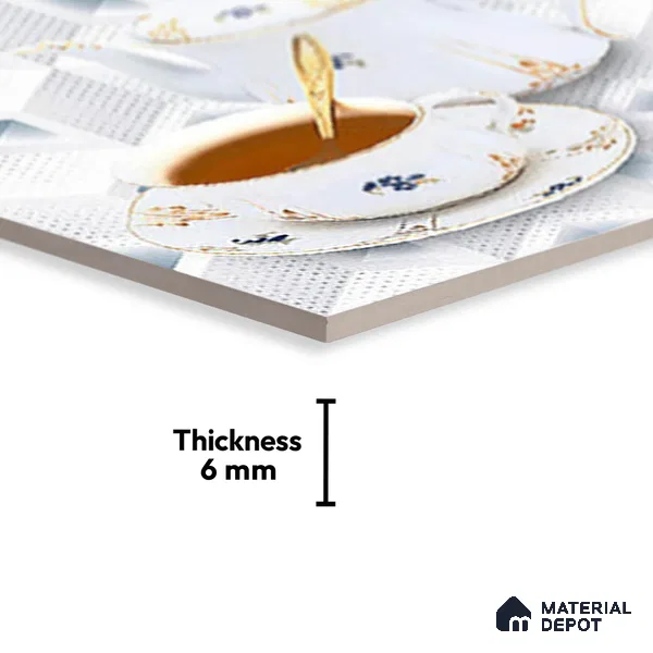 TL 01916 C Arctic White Highlighter 2 18 x 12 inch Glossy Finish Ceramic Wall Tile - 6 mm