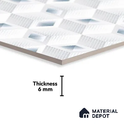 TL 01916 A Crystal White Light 18 x 12 inch Glossy Finish Ceramic Wall Tile - 6 mm