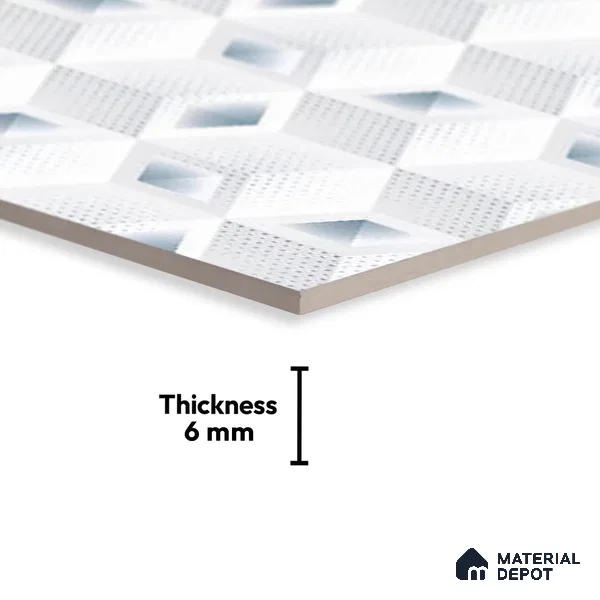TL 01916 A Crystal White Light 18 x 12 inch Glossy Finish Ceramic Wall Tile - 6 mm