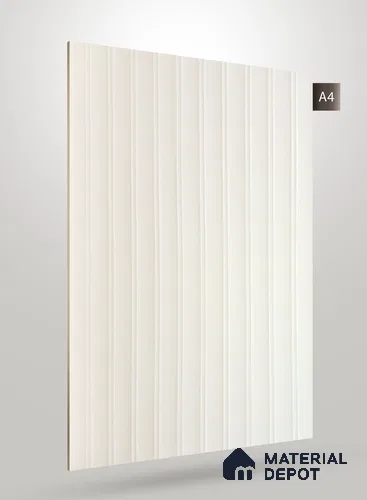Ivory White Fluted Solid Color Crystal Z + BB 1112 8 ft x 4 ft Texture Finish Decorative Laminate - 1.25 mm | Suitable for TV Unit,Wardrobe, Kitchen Cabinets