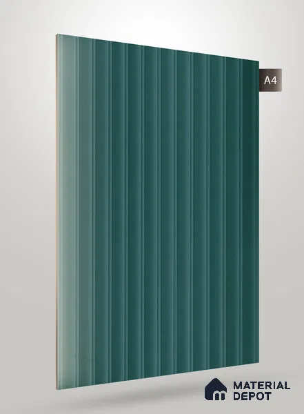 Teal Green Fluted Solid Color Crystal Z + BB 1175 8 ft x 4 ft Texture Finish Decorative Laminate - 1.25 mm | Suitable for TV Unit,Wardrobe, Kitchen Cabinets