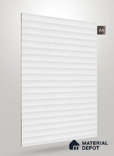 Bright White Fluted Solid Color CRYSTAL Z+ GW 1130 8 ft x 4 ft Texture Finish Decorative Laminate - 1.25 mm | Suitable for TV Unit,Wardrobe, Kitchen Cabinets