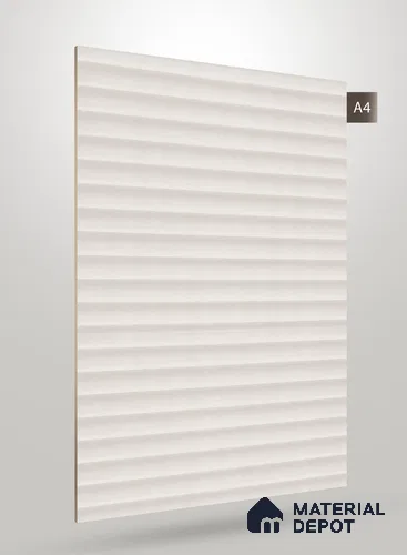 Soft White Fluted Solid Color CRYSTAL Z+ GW 1148 8 ft x 4 ft Texture Finish Decorative Laminate - 1.25 mm | Suitable for TV Unit,Wardrobe, Kitchen Cabinets