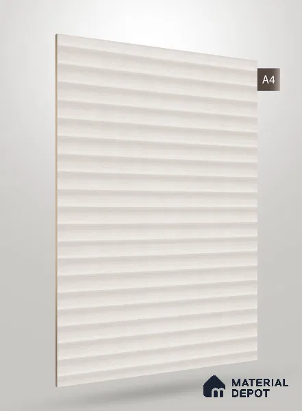 Soft White Fluted Solid Color CRYSTAL Z+ GW 1148 8 ft x 4 ft Texture Finish Decorative Laminate - 1.25 mm | Suitable for TV Unit,Wardrobe, Kitchen Cabinets