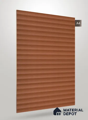 Warm Chestnut Brown Fluted Solid Color CRYSTAL Z+ GW 1293 8 ft x 4 ft Texture Finish Decorative Laminate - 1.25 mm | Suitable for TV Unit,Wardrobe, Kitchen Cabinets