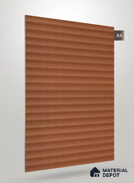 Warm Chestnut Brown Fluted Solid Color CRYSTAL Z+ GW 1293 8 ft x 4 ft Texture Finish Decorative Laminate - 1.25 mm | Suitable for TV Unit,Wardrobe, Kitchen Cabinets