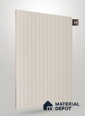 Light Beige Fluted Solid Color Crystal Z + PP 1129 8 ft x 4 ft High Gloss Finish Decorative Laminate - 1.25 mm | Suitable for TV Unit,Wardrobe, Kitchen Cabinets