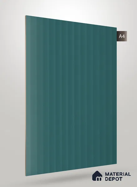 Teal Blue Fluted Solid Color Crystal Z + PP 1186 8 ft x 4 ft High Gloss Finish Decorative Laminate - 1.25 mm | Suitable for TV Unit,Wardrobe, Kitchen Cabinets