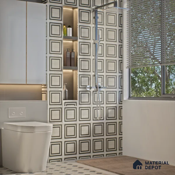 Subway Wall Tile TL 04979 Marrakech Marquina Black & White 8 x 8 inch Ceramic Matte Finish - 10 mm | Suitable for Highlighter Walls, Foyer, Bathroom, Kitchen Wall & Backsplashes (Sample)